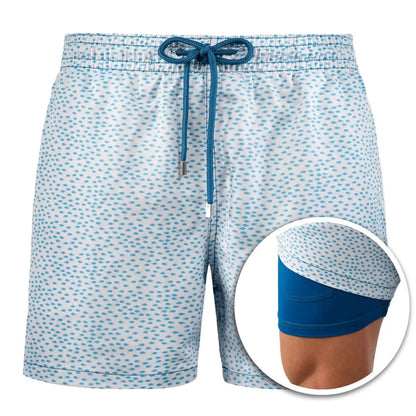 Men's Double Layer Polyester Sports Print Shorts
