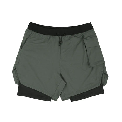 Men's Double Layer Stretch Shorts for Fitness Exercise
