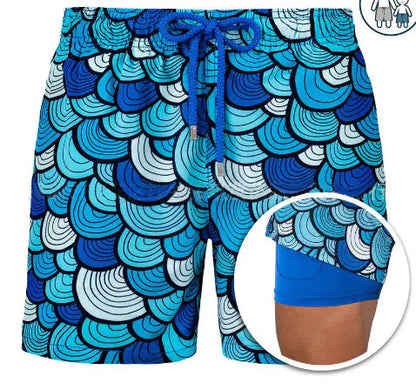 Men's Double Layer Polyester Sports Print Shorts