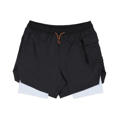 Men's Double Layer Stretch Shorts for Fitness Exercise