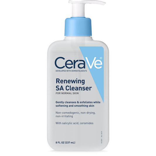 CeraVe SA Cleanser | Salicylic Acid Cleanser with Hyaluronic Acid Niacinamide & Ceramides| BHA Exfoliant for Face | Fragrance Free Non-Comedogenic | 8 Ounce