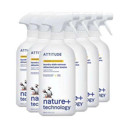 ATTITUDE Laundry Stain Remover Plant and Mineral-Based Ingredients Vegan and Cruelty-free Household Products Citrus Zest 27.1 Fl Oz (Pack of 6)