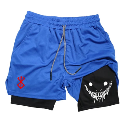 Men's 2 in 1 Running Shorts Gym Fitness Shorts with Pockets Summer Sportswear Quick Dry Stretch M-XXXL