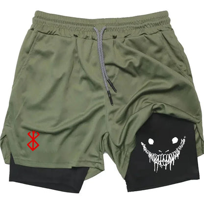 Men's 2 in 1 Running Shorts Gym Fitness Shorts with Pockets Summer Sportswear Quick Dry Stretch M-XXXL