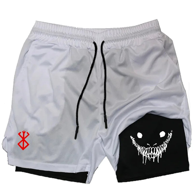 Men's 2 in 1 Running Shorts Gym Fitness Shorts with Pockets Summer Sportswear Quick Dry Stretch M-XXXL