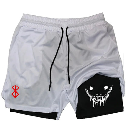 Men's 2 in 1 Running Shorts Gym Fitness Shorts with Pockets Summer Sportswear Quick Dry Stretch M-XXXL