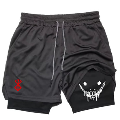 Men's 2 in 1 Running Shorts Gym Fitness Shorts with Pockets Summer Sportswear Quick Dry Stretch M-XXXL