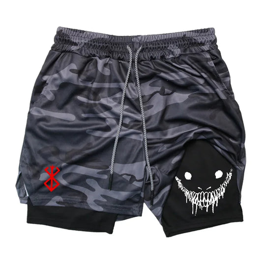 Men's 2 in 1 Running Shorts Gym Fitness Shorts with Pockets Summer Sportswear Quick Dry Stretch M-XXXL