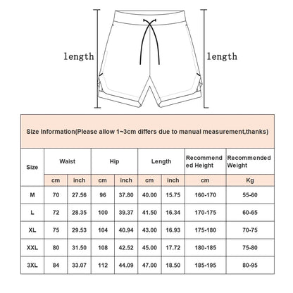 Men's 2 in 1 Running Shorts Gym Fitness Shorts with Pockets Summer Sportswear Quick Dry Stretch M-XXXL