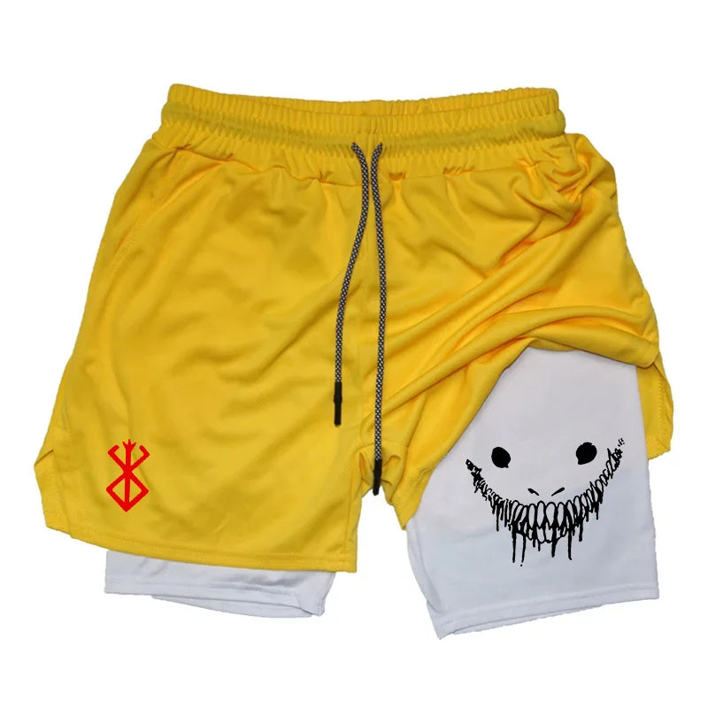 Men's 2 in 1 Running Shorts Gym Fitness Shorts with Pockets Summer Sportswear Quick Dry Stretch M-XXXL