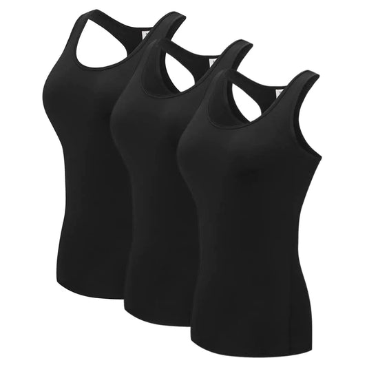 TAISIM Womens Racerback Athletic Workout Running Yoga Tank TopsBlackBlackBlackX-Large