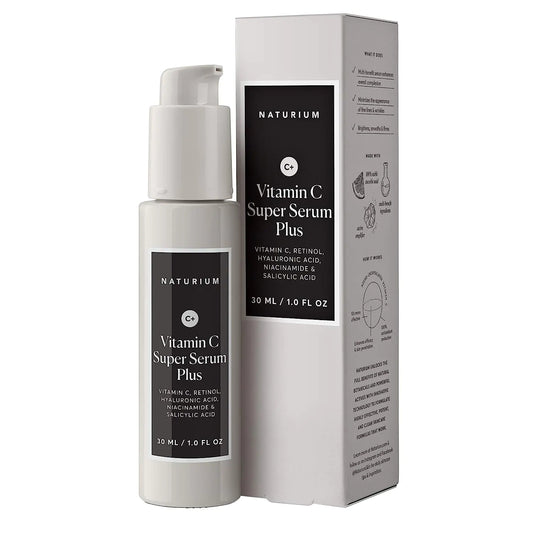 Naturium Vitamin C Super Serum Plus Smoothing Face Care plus Retinol Hyaluronic Acid Niacinamide & Salicylic Acid 1 oz