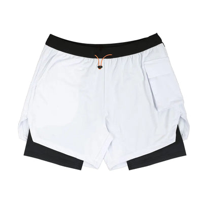 Men's Double Layer Stretch Shorts for Fitness Exercise
