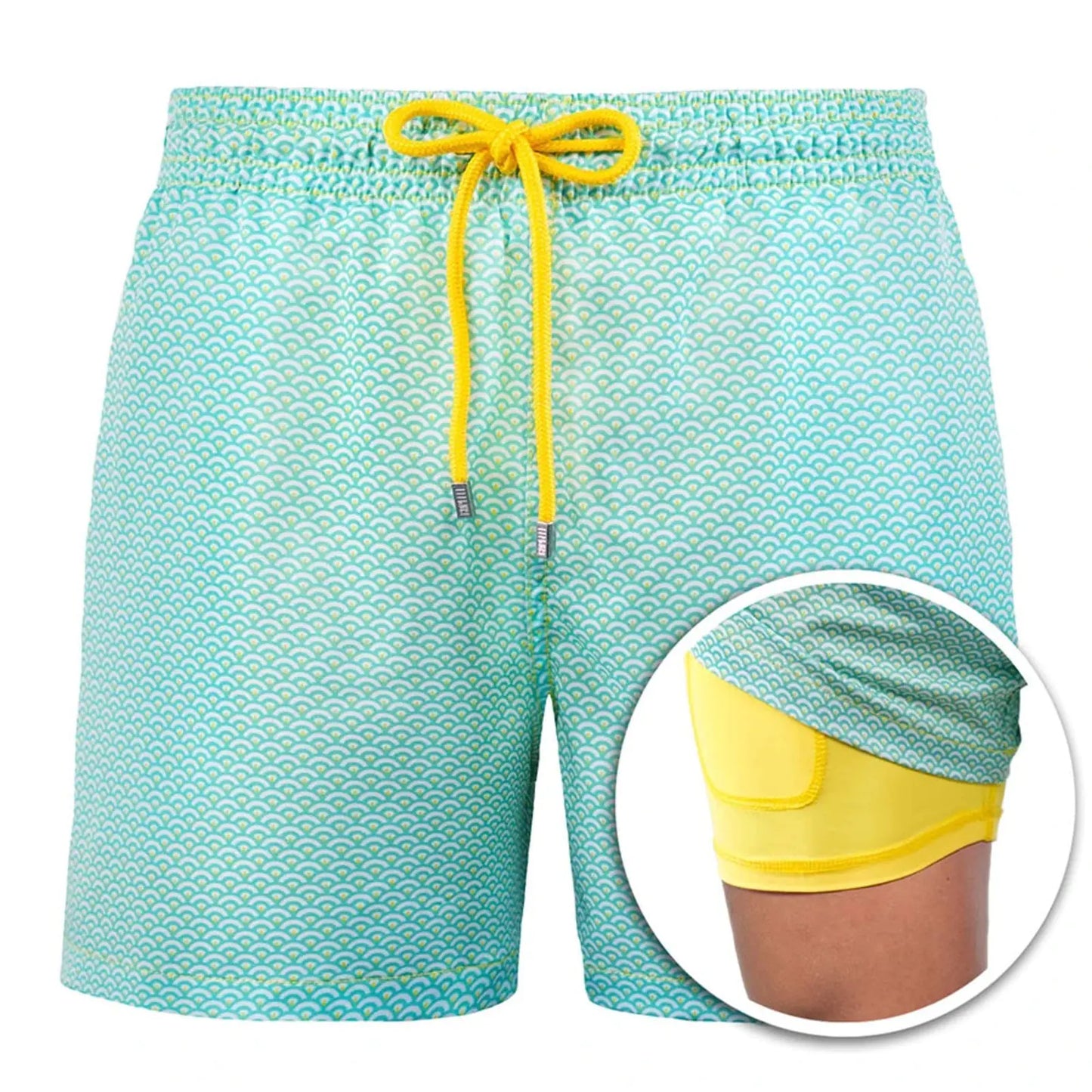 Men's Double Layer Polyester Sports Print Shorts