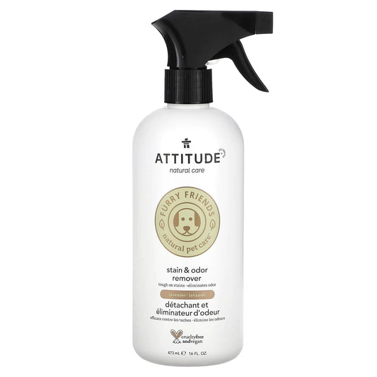 ATTITUDE Stain and Odor Remover for Pets Plant and Mineral-Based Ingredients Vegan and Cruelty-Free Lavender 16 Fl Oz
